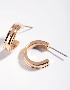 Adorable Item Gold Thick Centred Mini Hoop Earrings