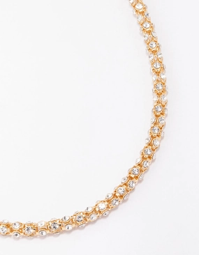 Gold Plated Diamante Fireball Chain Necklace Comfortable Piece Monochrome Piece