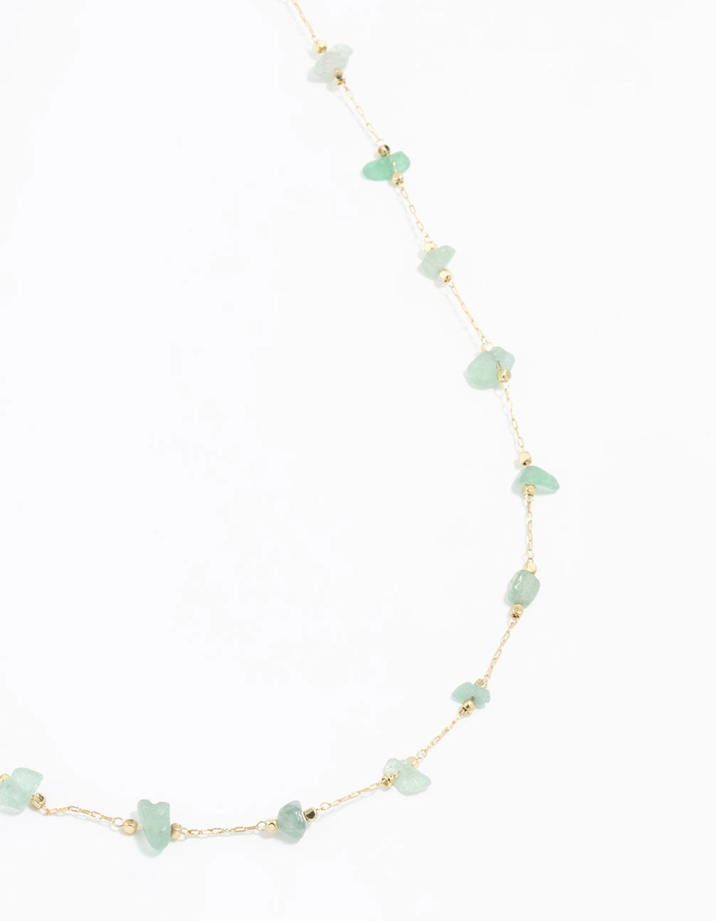 Gold Plated Green Semi-Precious Station Necklace Formal Jewelry