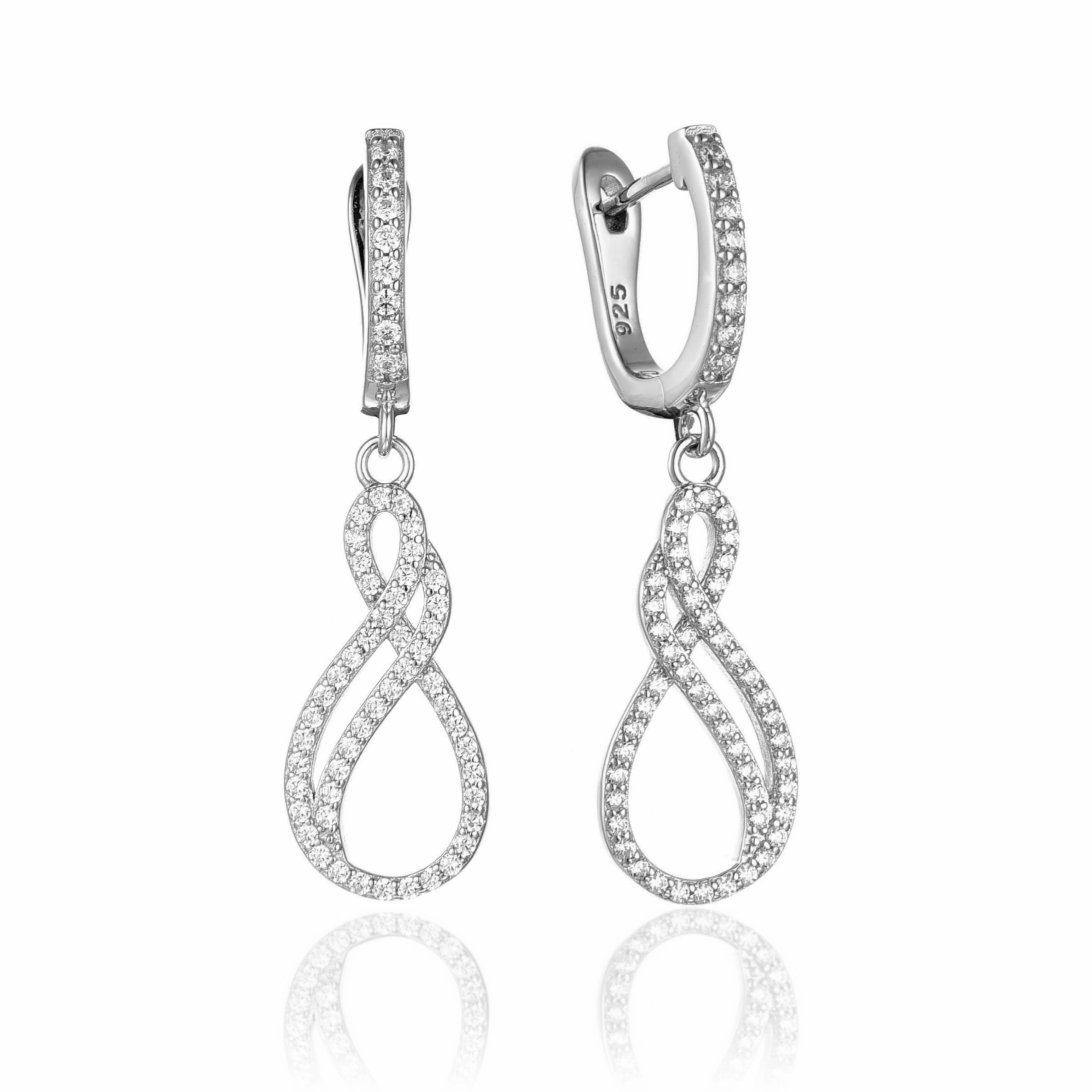 Sterling Silver Micropave Twisted Double Teardrop (Infinity) Earring Splendid Adornment Comfortable Accent
