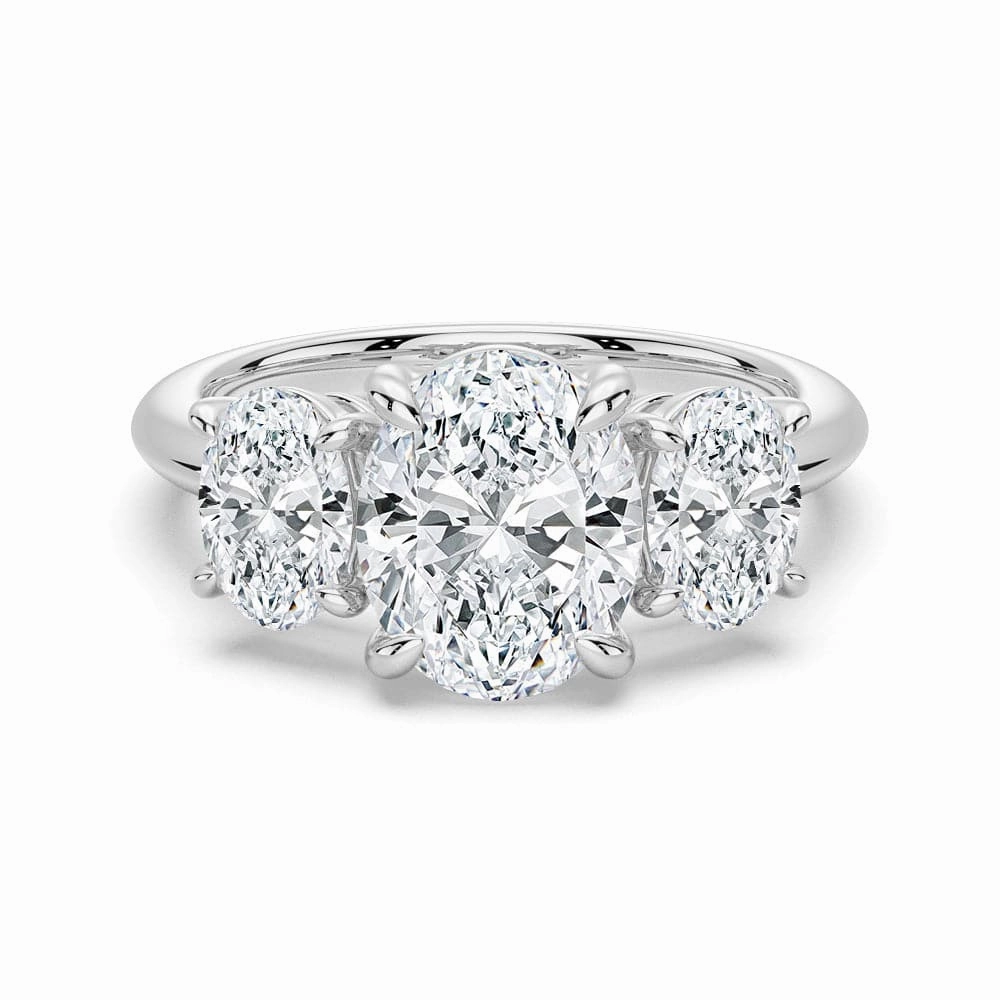 Oval Cut Three Stone Moissanite Engagement Ring Durable Appearance