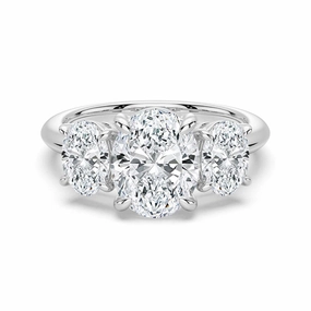 Oval Cut Three Stone Moissanite Engagement Ring Durable Appearance