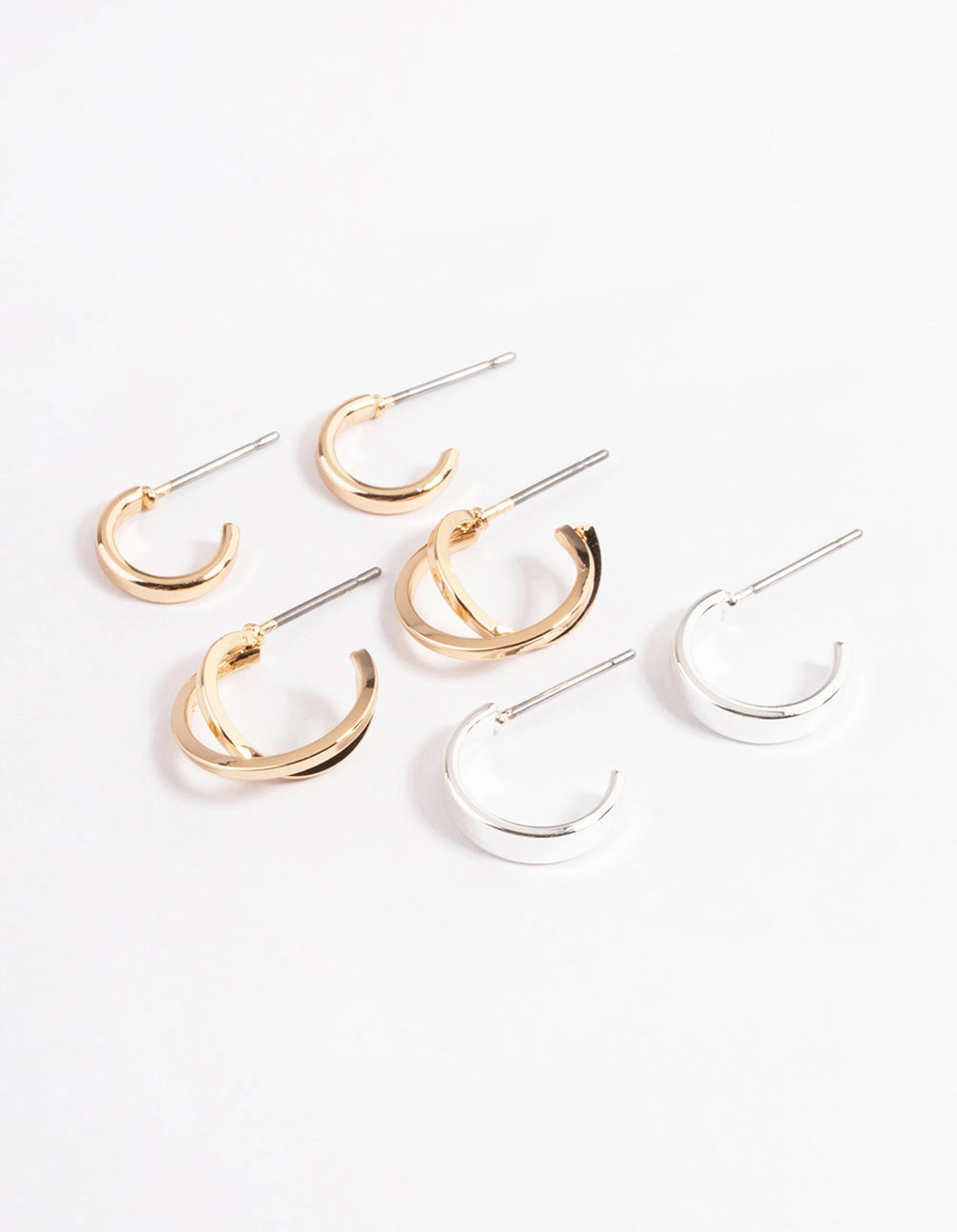 Mixed Metal Cross Over Hoop Earring Pack Refined Option Elegant Ornament