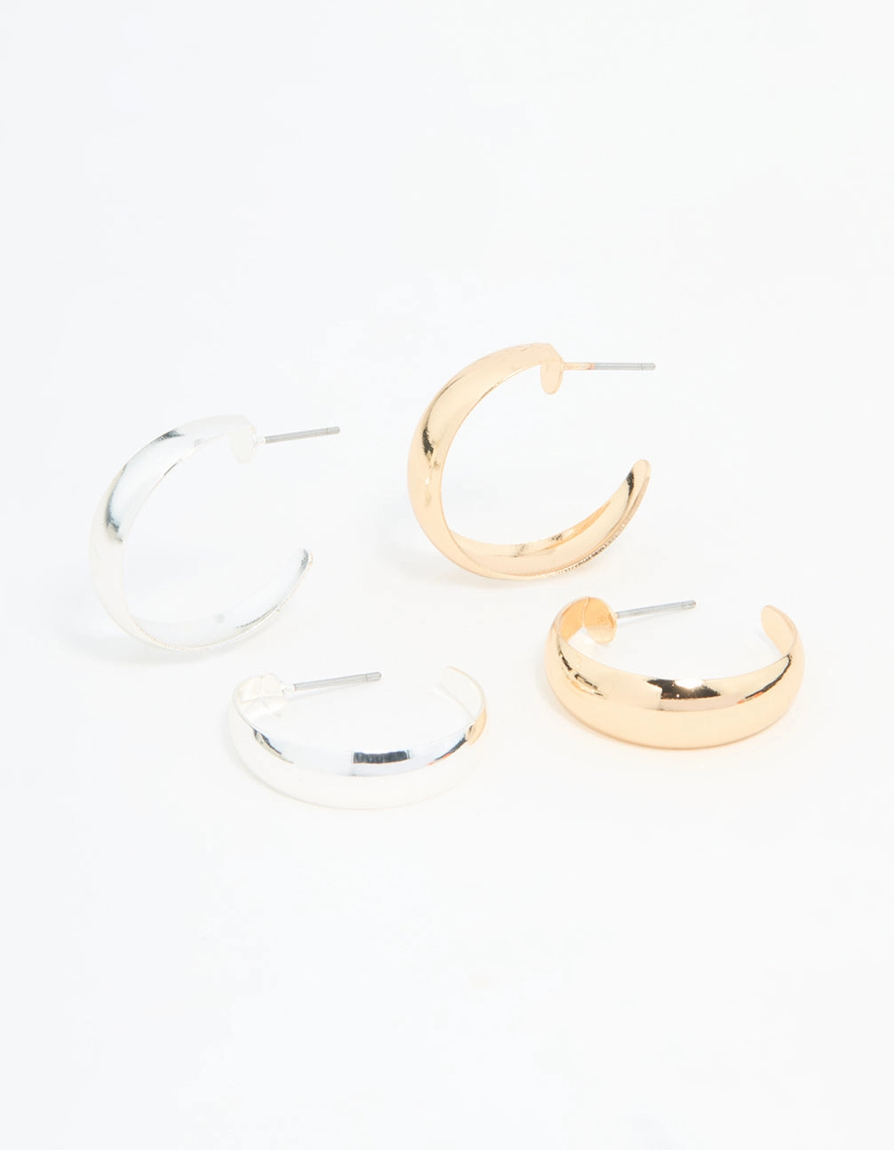 Mixed Metal Teardrop & Round Hoop Earrings 2-Pack Vintage Vibe Polished Look