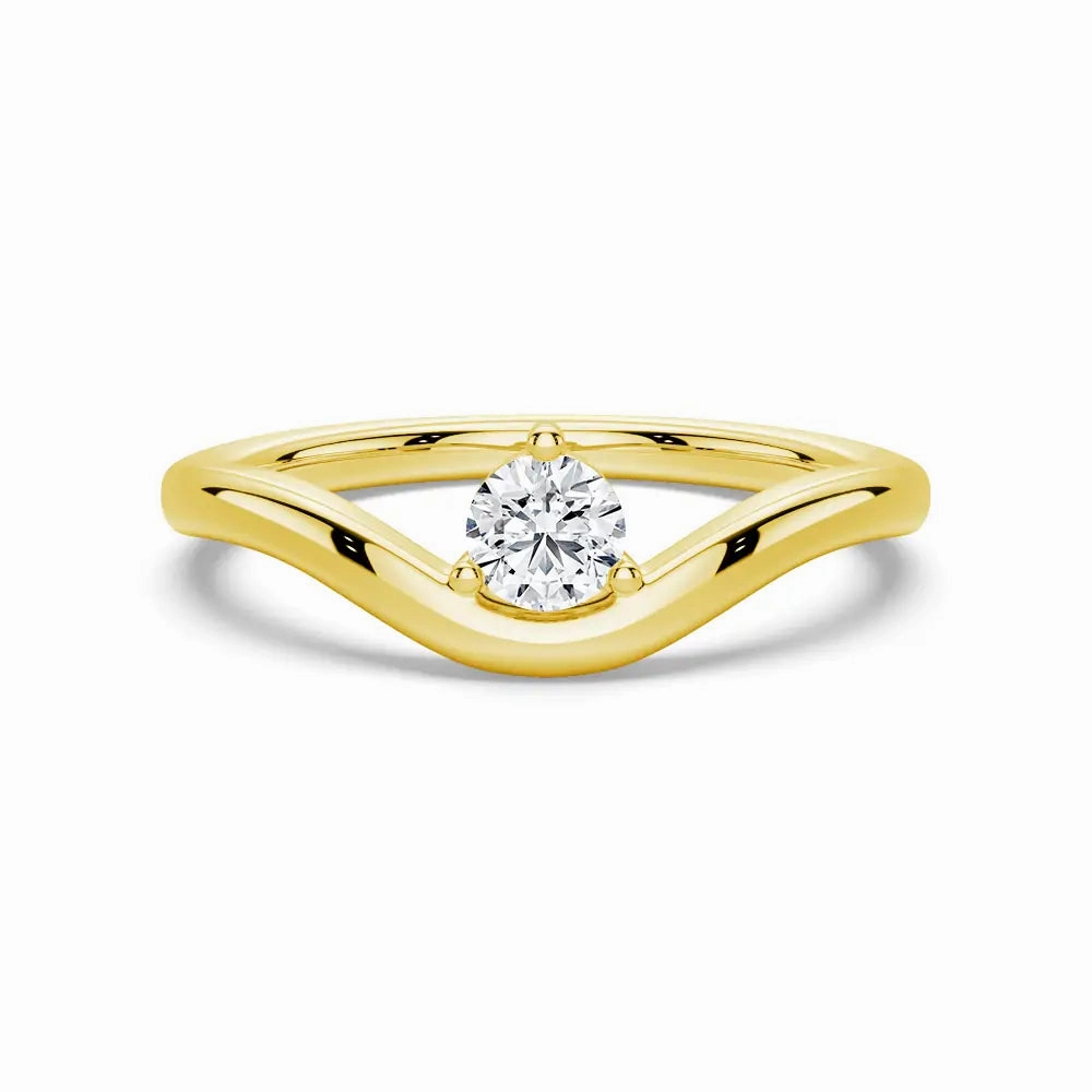 Comfortable Work Modern Curved Band Solitaire Promise Ring