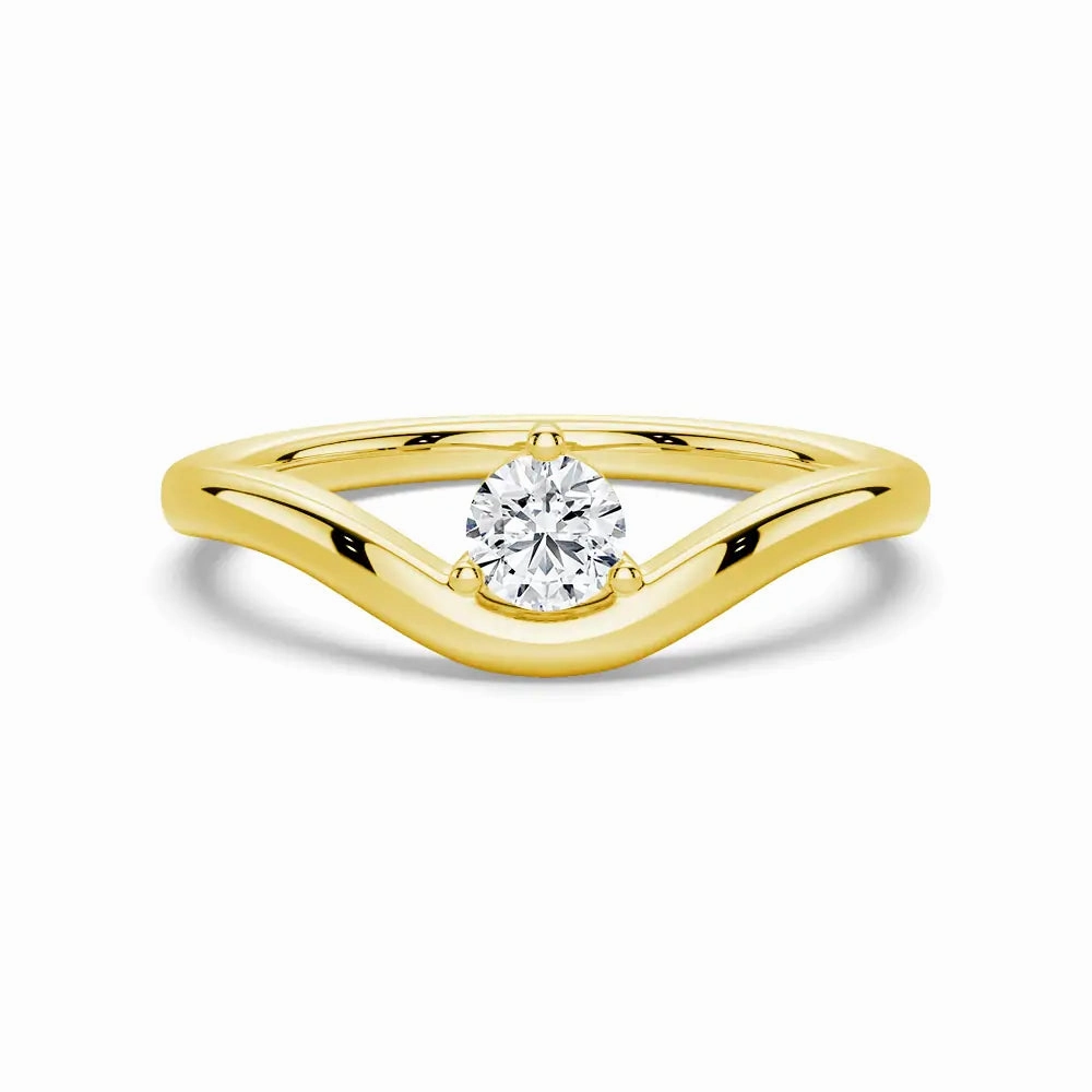 Contemporary Work Luxury Purchase Modern Curved Band Solitaire Promise Ring