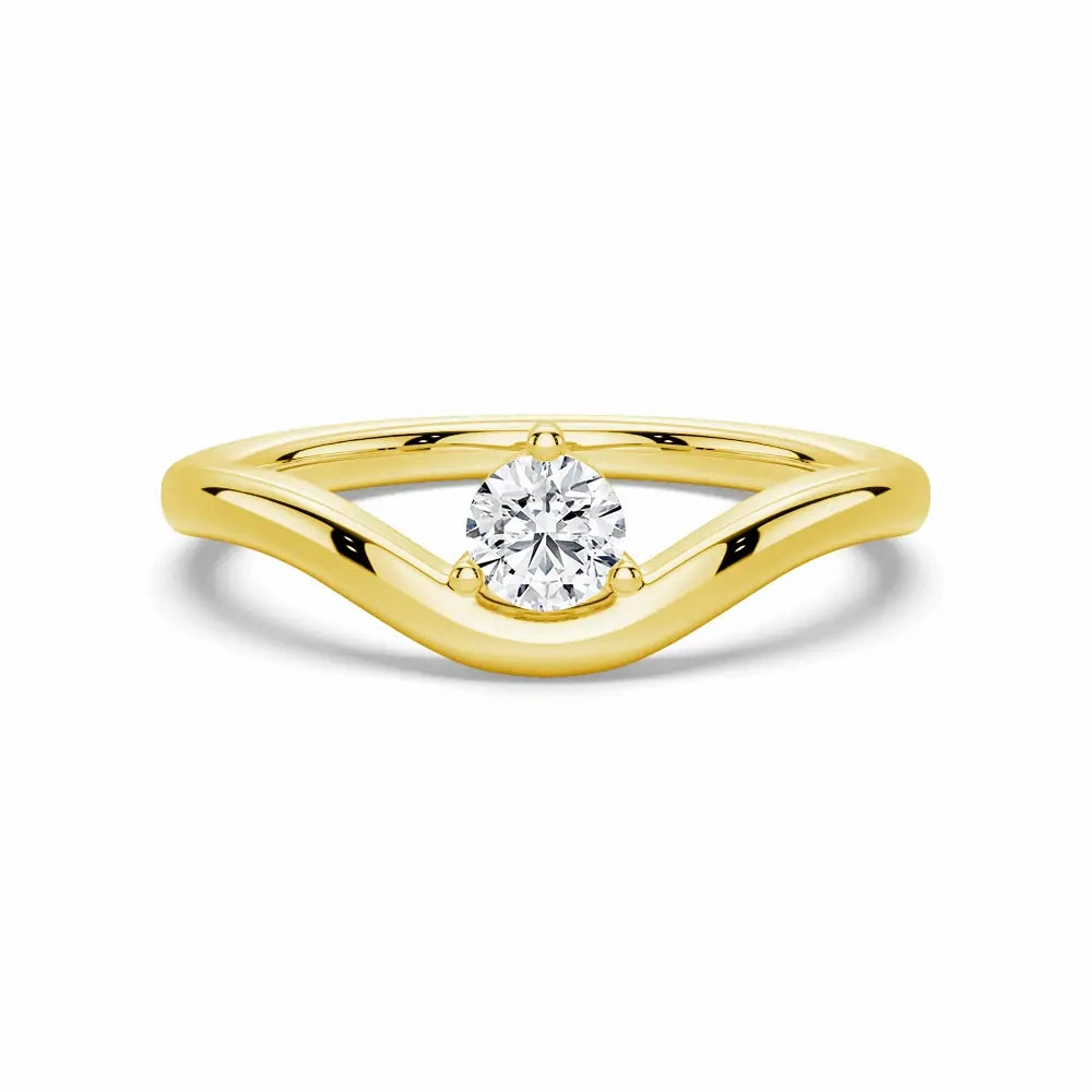 Modern Curved Band Solitaire Promise Ring Designer Object Classic Vibe