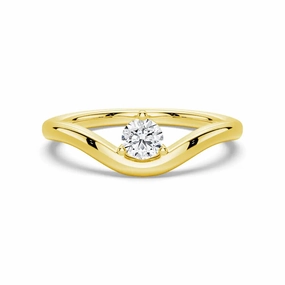 Chic Art Modern Curved Band Solitaire Promise Ring