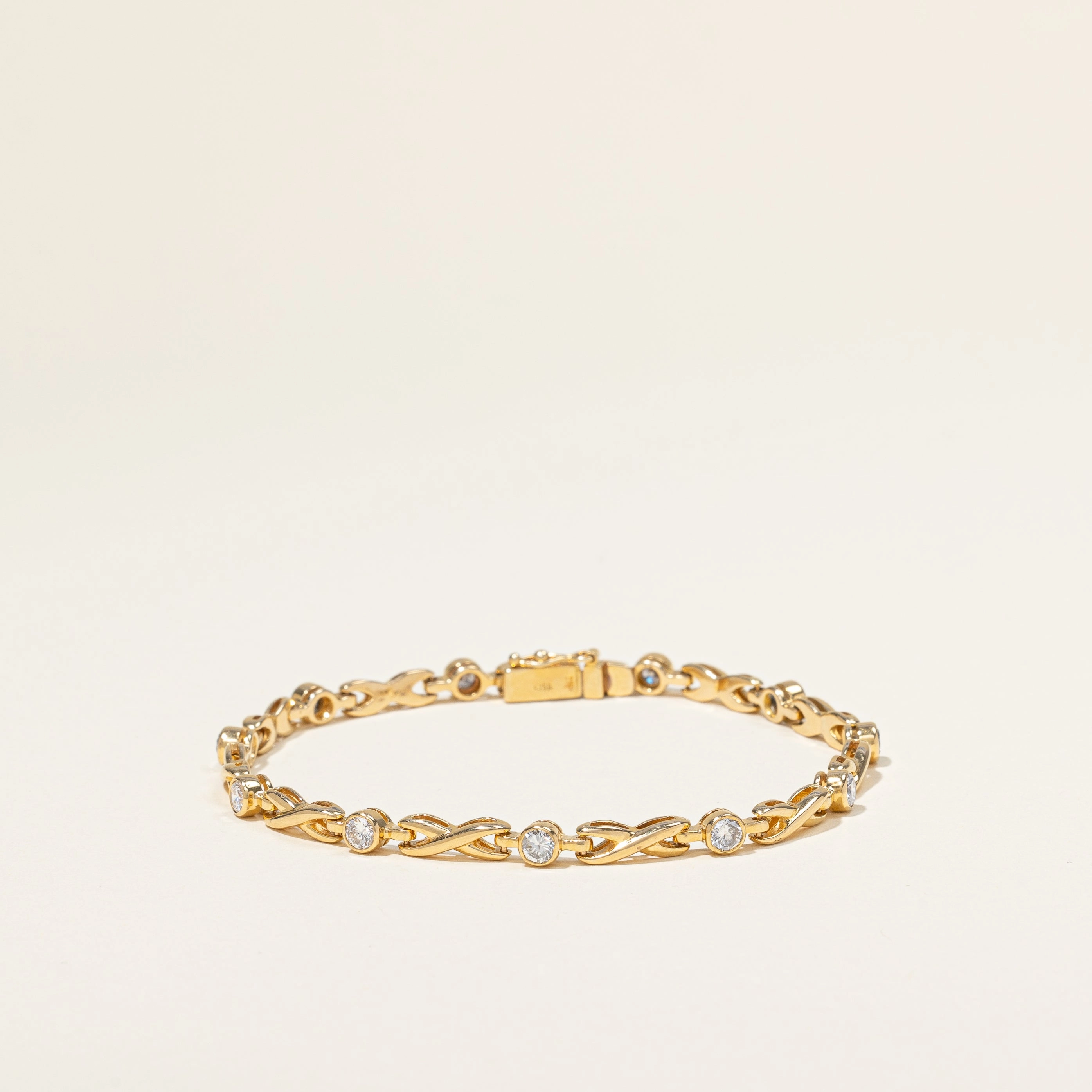 Silk Finish Bezel Set Diamond Bracelet | 1.65ctw | 8" |
