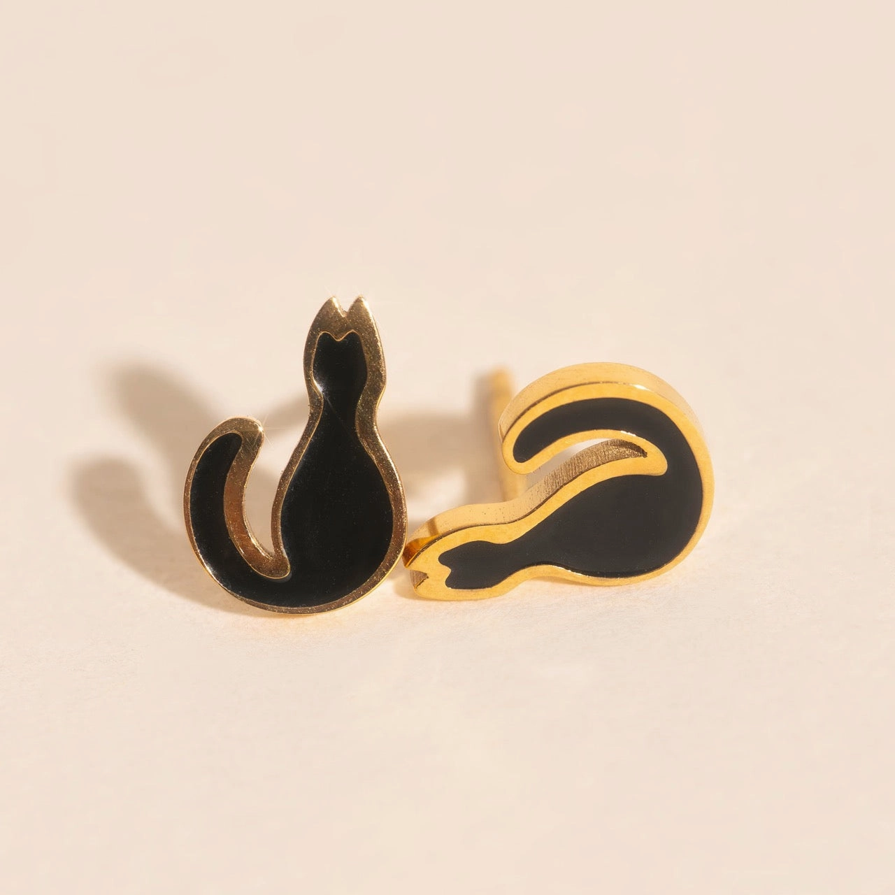 Black Cat Stud Earrings Flawless Accent Casual Wear