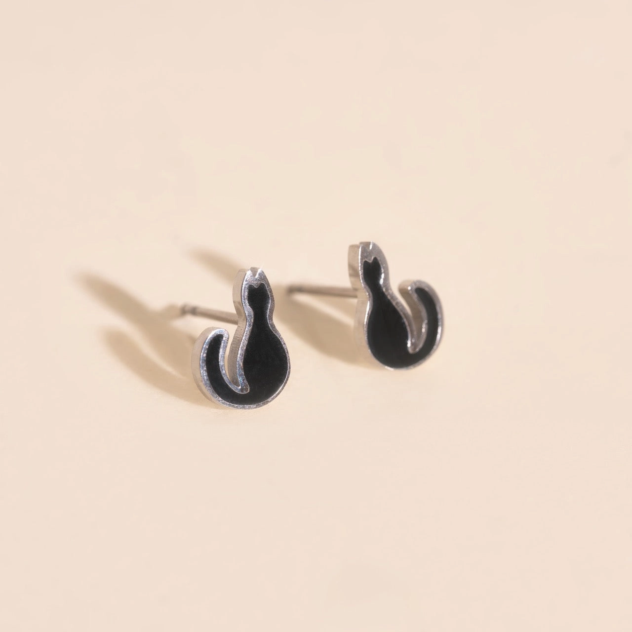 Black Cat Stud Earrings Romantic Mood Shine On