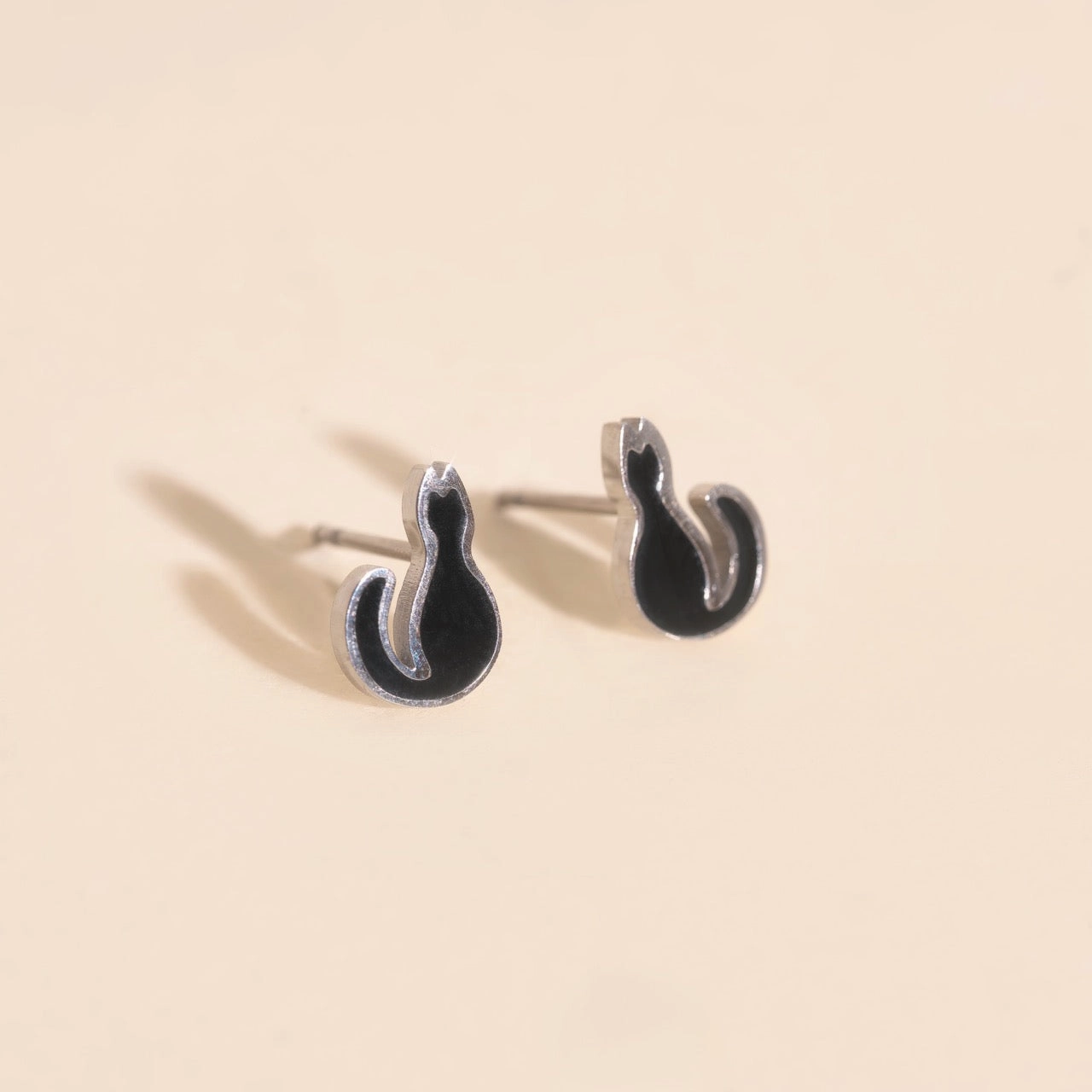 Black Cat Stud Earrings Radiant Pieces