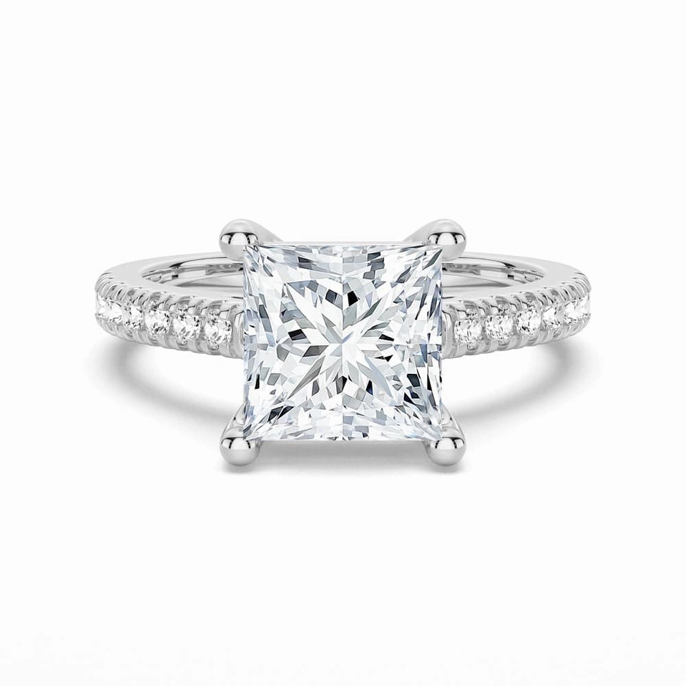 Sturdy Craft Moissanite Princess Cut Engagement Ring With Hidden Halo