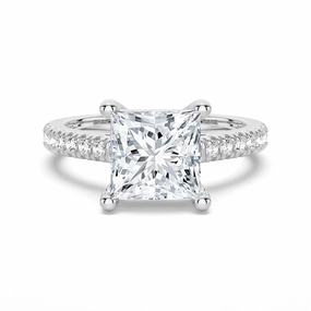 Moissanite Princess Cut Engagement Ring With Hidden Halo Lovely Look