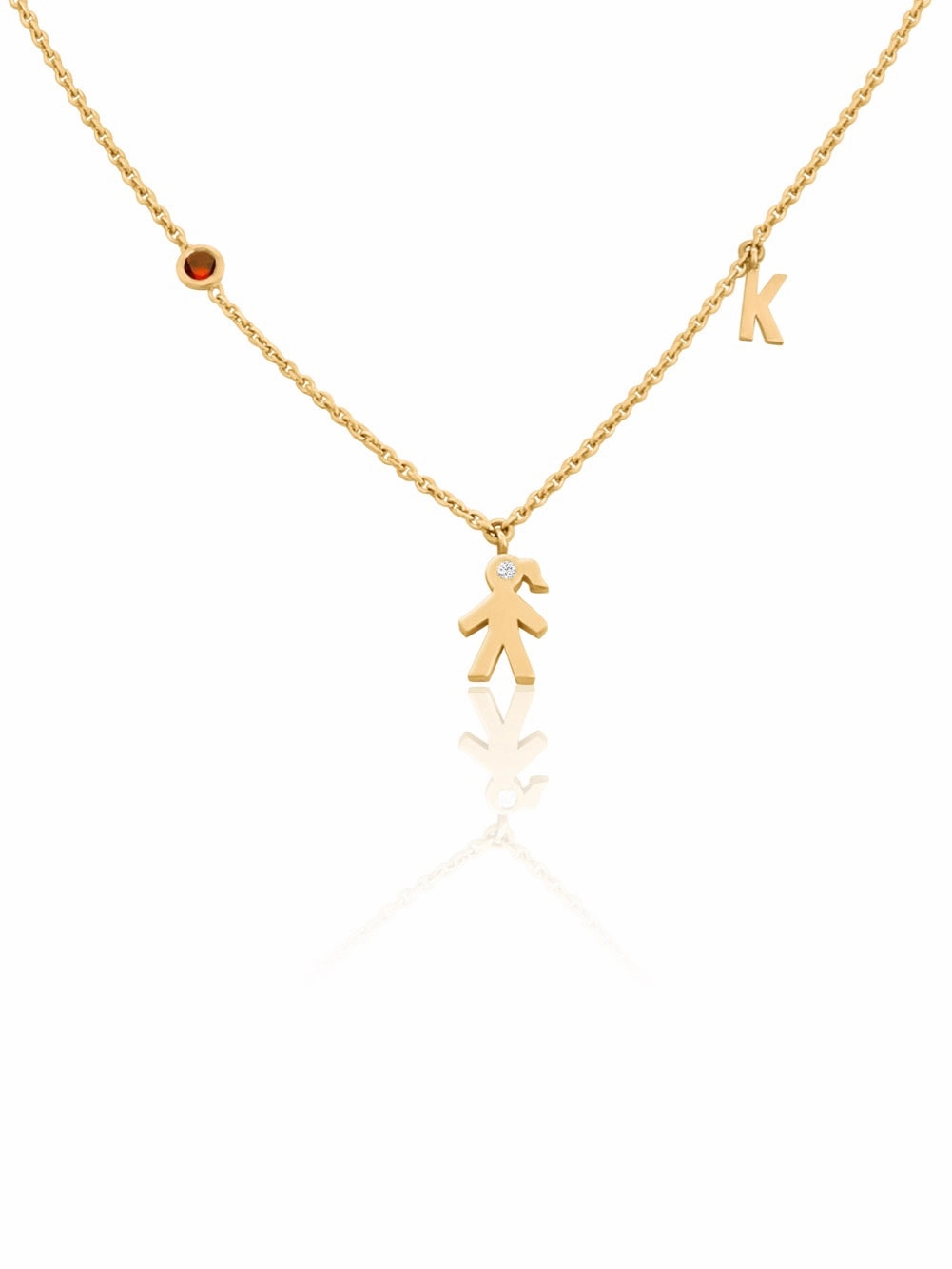 Trendy Appeal Mom 14k Diamond Initial & Gemstone Necklace