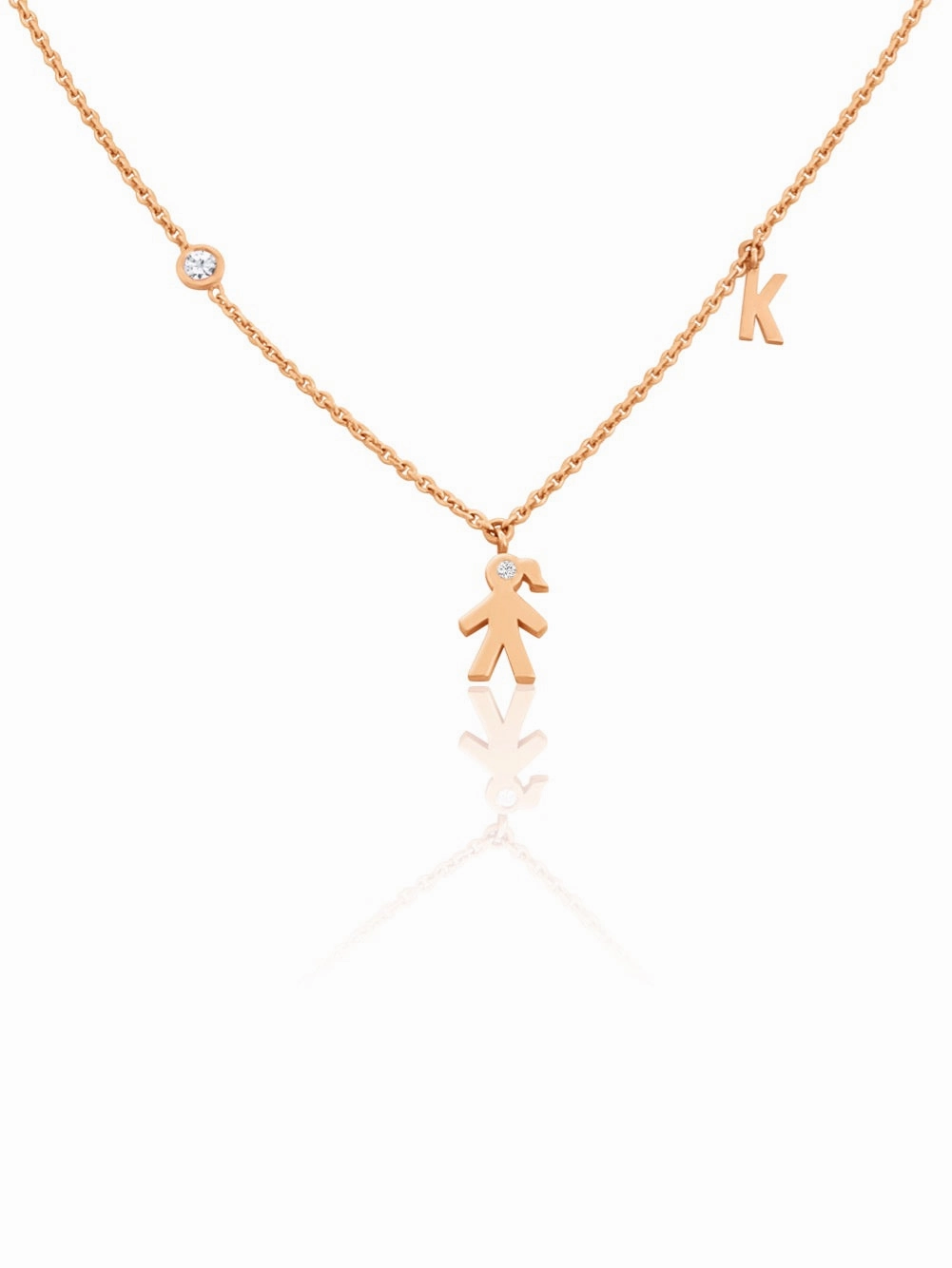 Sweet Detail Modern Highlight Mom 14k Diamond Initial & Gemstone Necklace