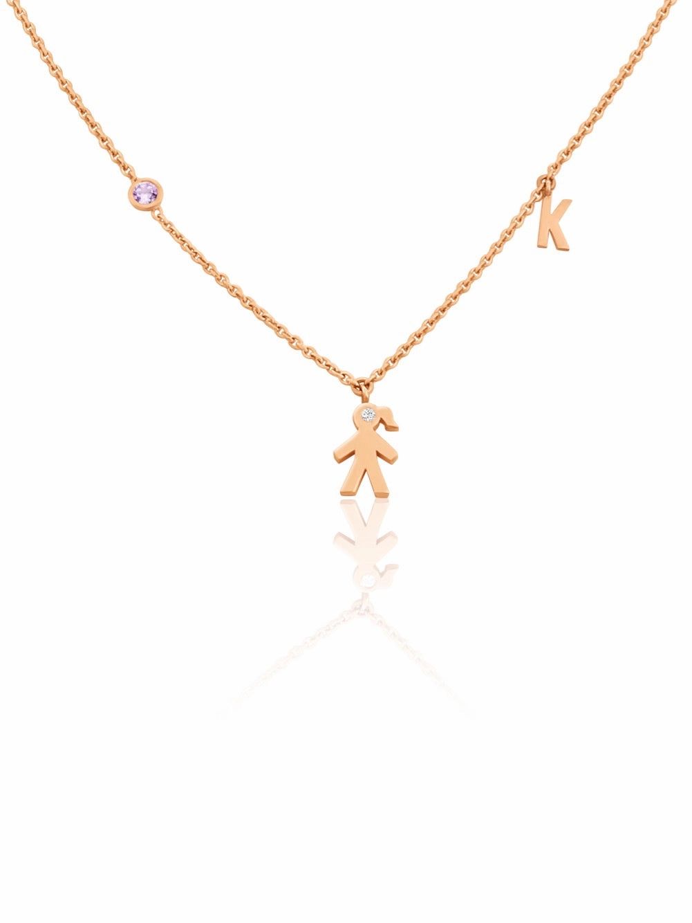 Mom 14k Diamond Initial & Gemstone Necklace Stunning Adornment