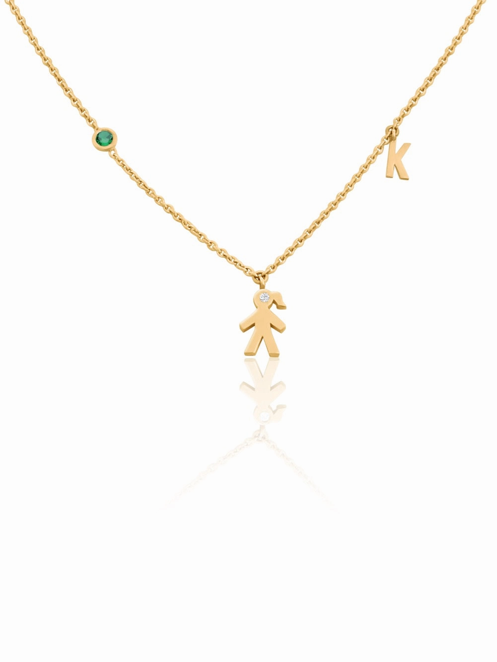 Sunset Look Mom 14k Diamond Initial & Gemstone Necklace