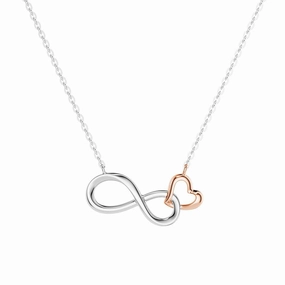 Understated Chic Two Tone "Infinite Love" Heart Link Infinity Necklace