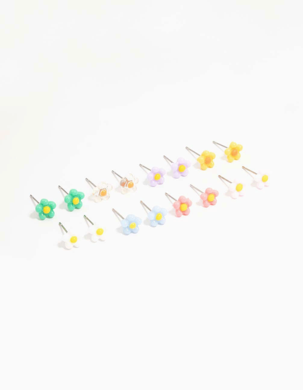 Multicoloured Dainty Daisy Earrings 8-Pack Geometric Trinket Graceful Detail