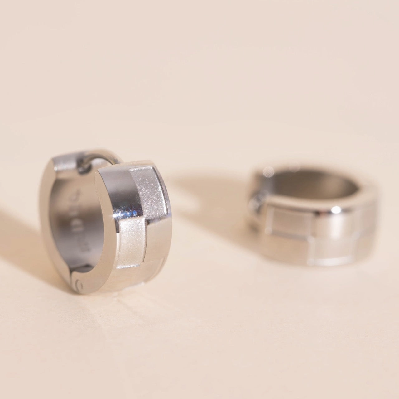 Naked Checkered Rounded Super Chunky Huggie Hoop Earrings Exclusive Accent