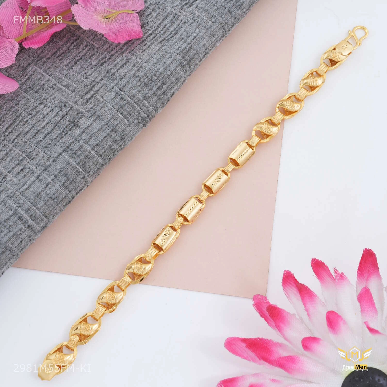 Lotus with C cut Nawabi Bracelet For Men - FMMB348 A Plus