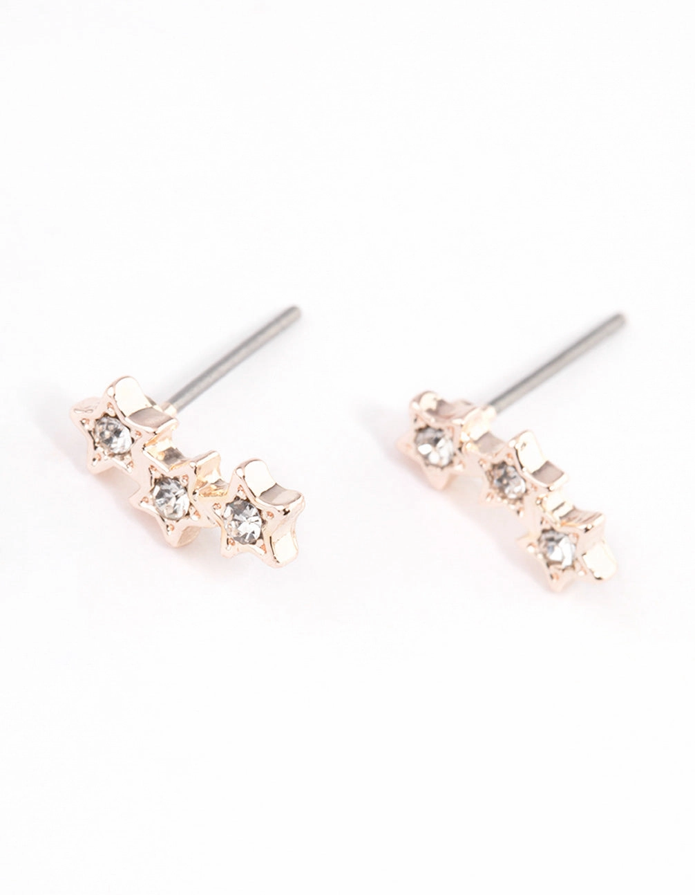 Corporate Adornment Rose Gold Star Crawler Stud Earrings