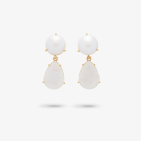 Amare Wear Freshwater Pearl and Teardrop Moonstone Statement Earring Sturdy Vibe