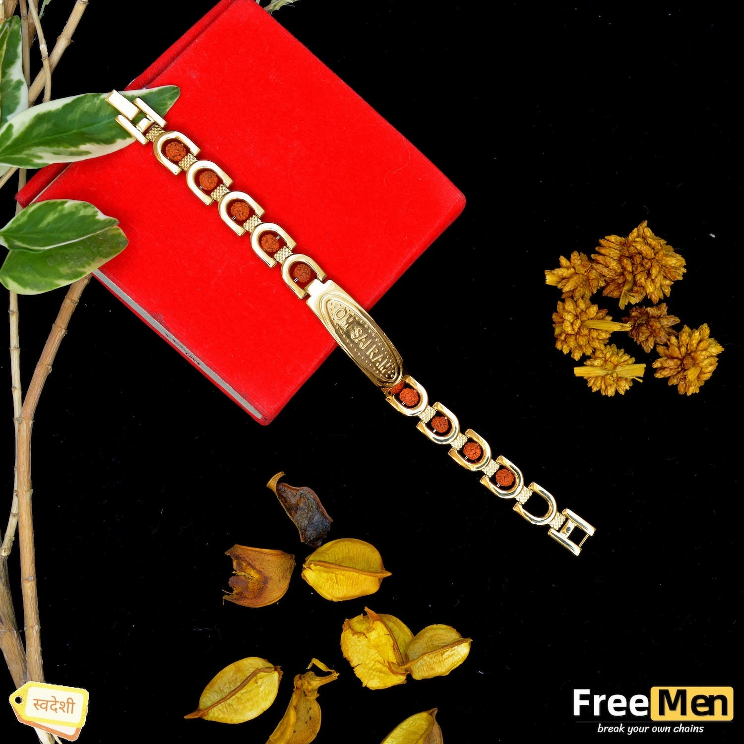 Community Made Dependable Detail FreeMen's OM SAIRAM IPS plated Golden