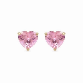 Gold Plated Surgical Steel CZ Heart Stud Earrings Formal Item Splendid Embellishment