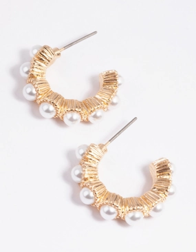 Gold Pearl Drop Earrings Unique Must-Have Straight Item
