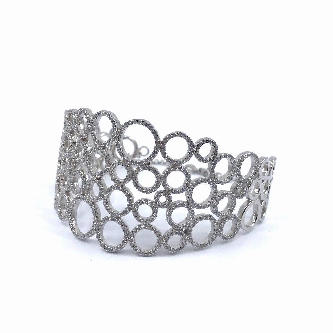 Retro Revival Sterling Silver Circle Bangle Bracelet