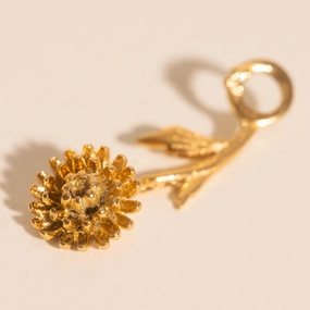 Graceful Beauty November Chrysanthemum Birth Flower Necklace Charm