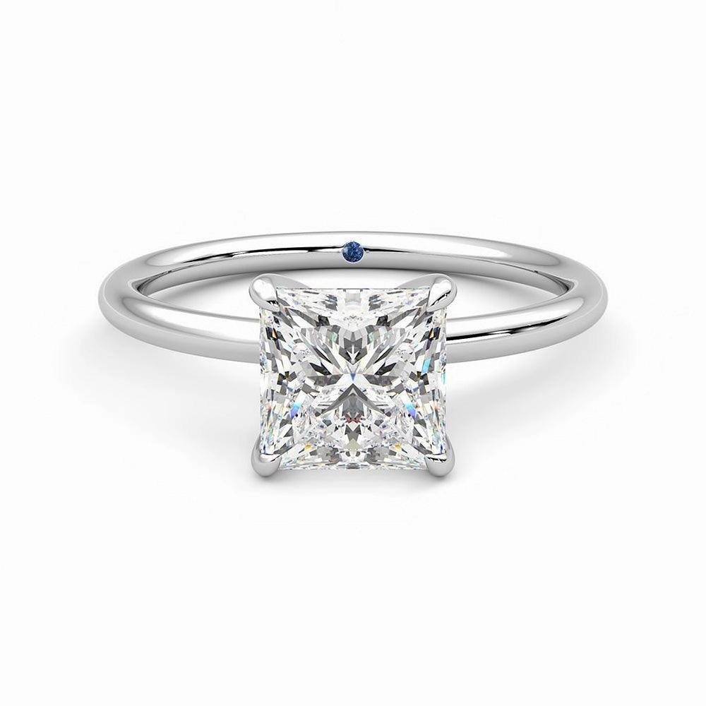 Size inclusive Chic Accessory Solitaire Princess Cut Moissanite Engagement Ring with Hidden Anniversary Stone