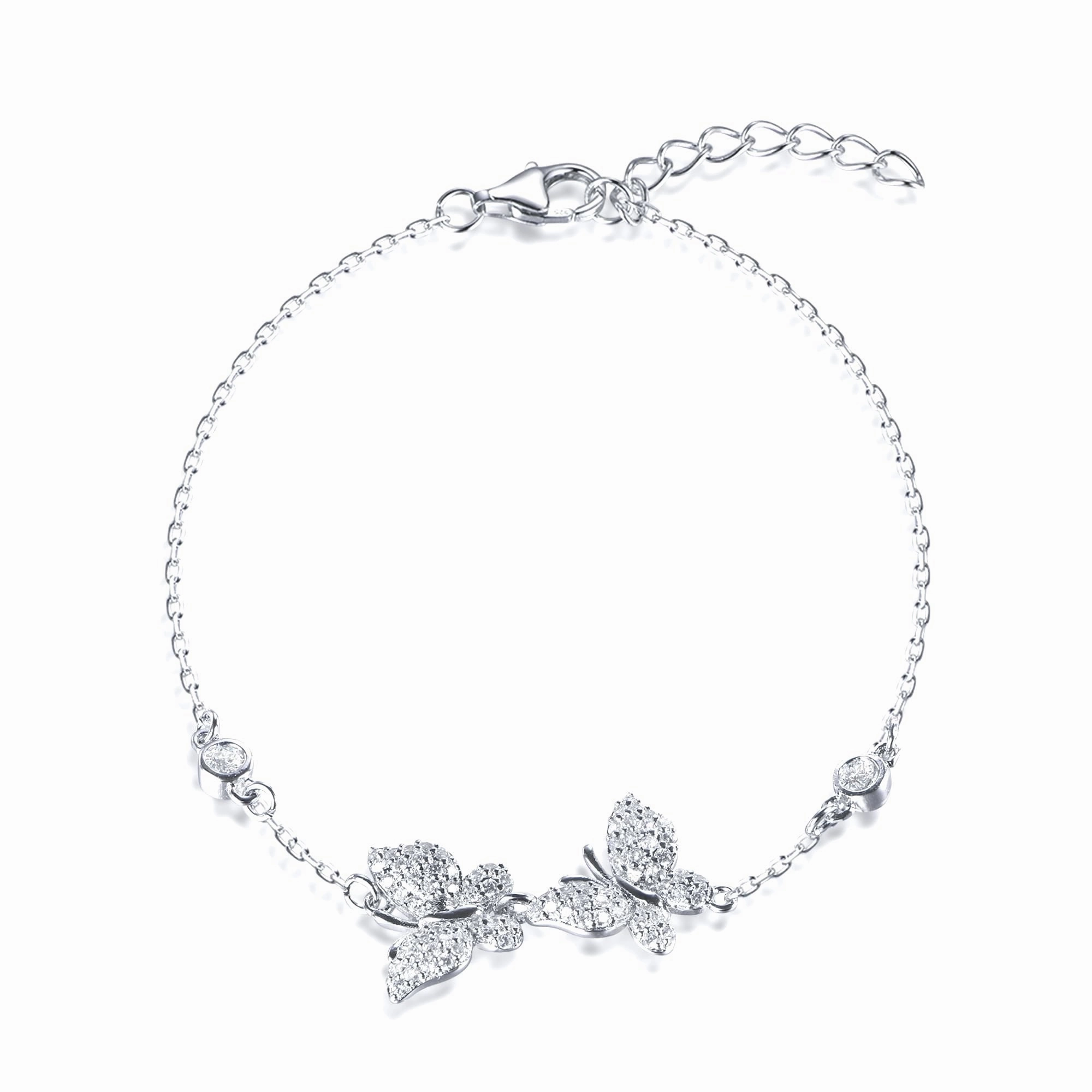 Sterling Silver Double Butterfly Bracelet Good Feelings
