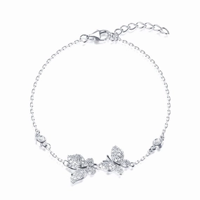 Sterling Silver Double Butterfly Bracelet Good Feelings