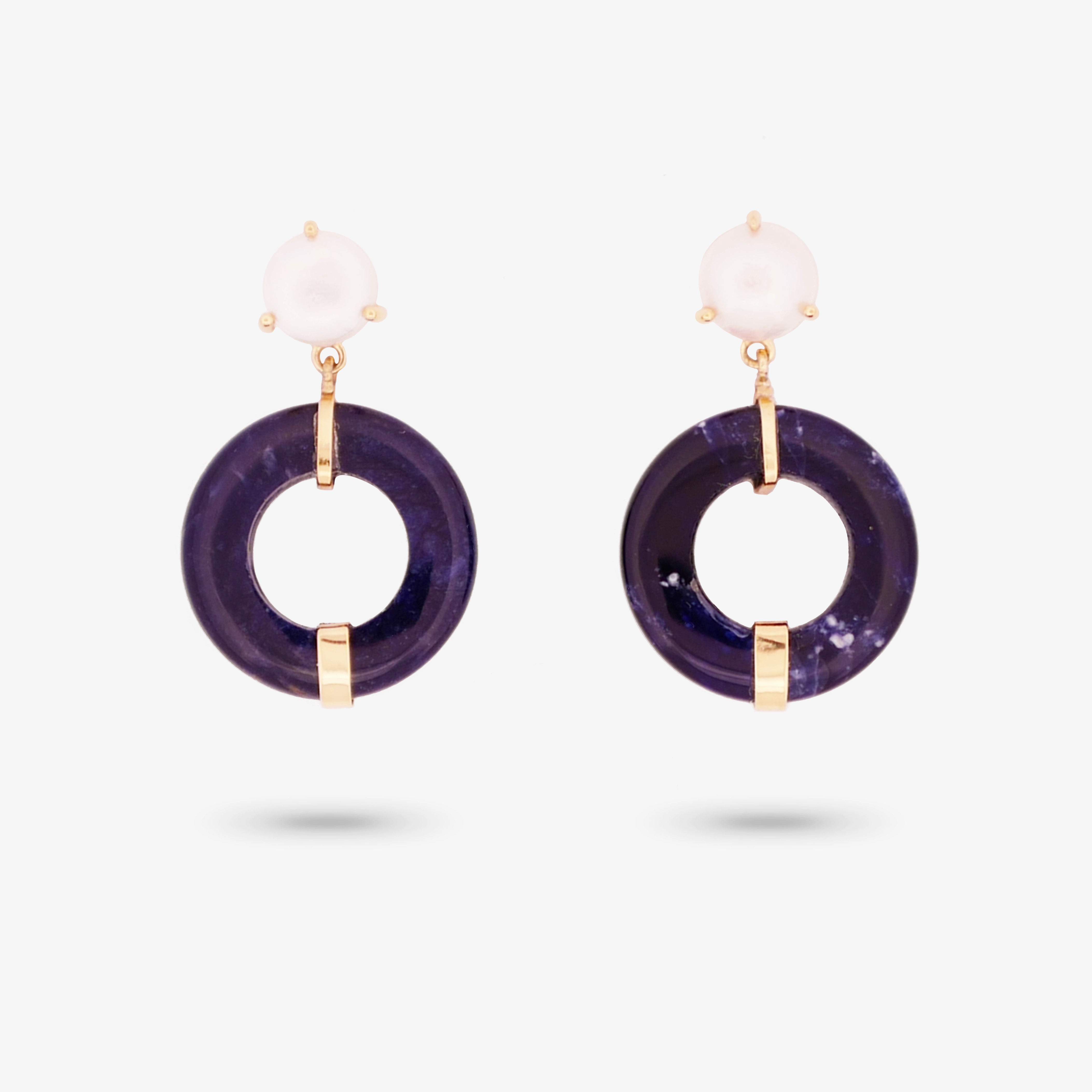 Amare Wear Oriental Inspired Freshwater Pearl and Sodalite Dangle Earrings Seasonal accessory