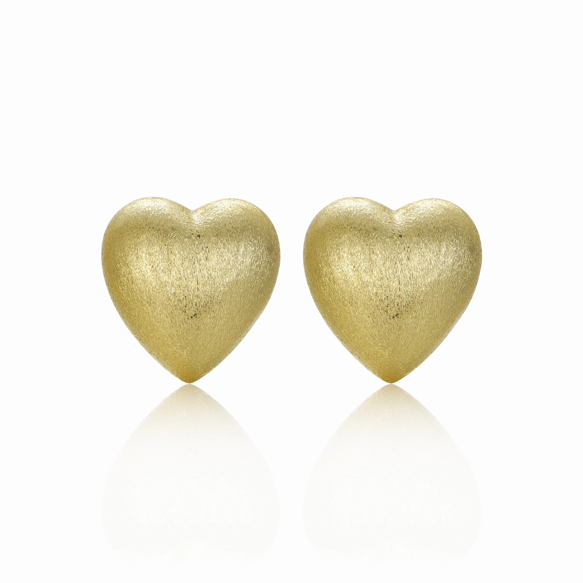 Gold Plated Surgical Steel Puffy Heart Stud Earrings Affordable Detail