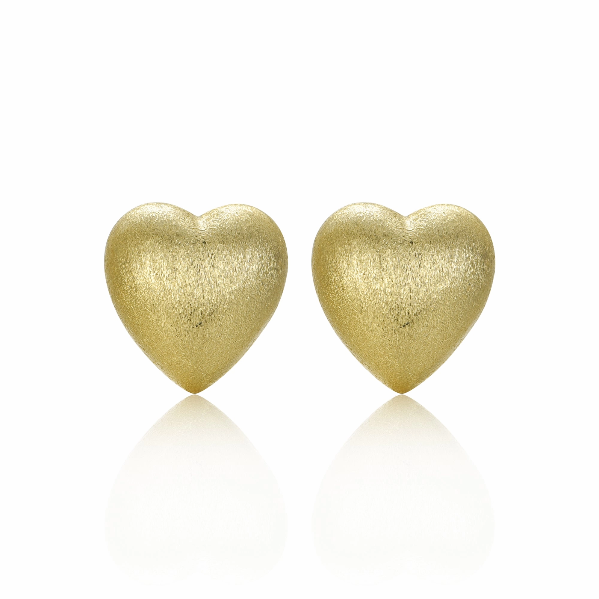 Lovely Trinket Gold Plated Surgical Steel Puffy Heart Stud Earrings