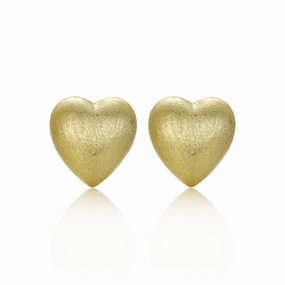 Lovely Trinket Gold Plated Surgical Steel Puffy Heart Stud Earrings