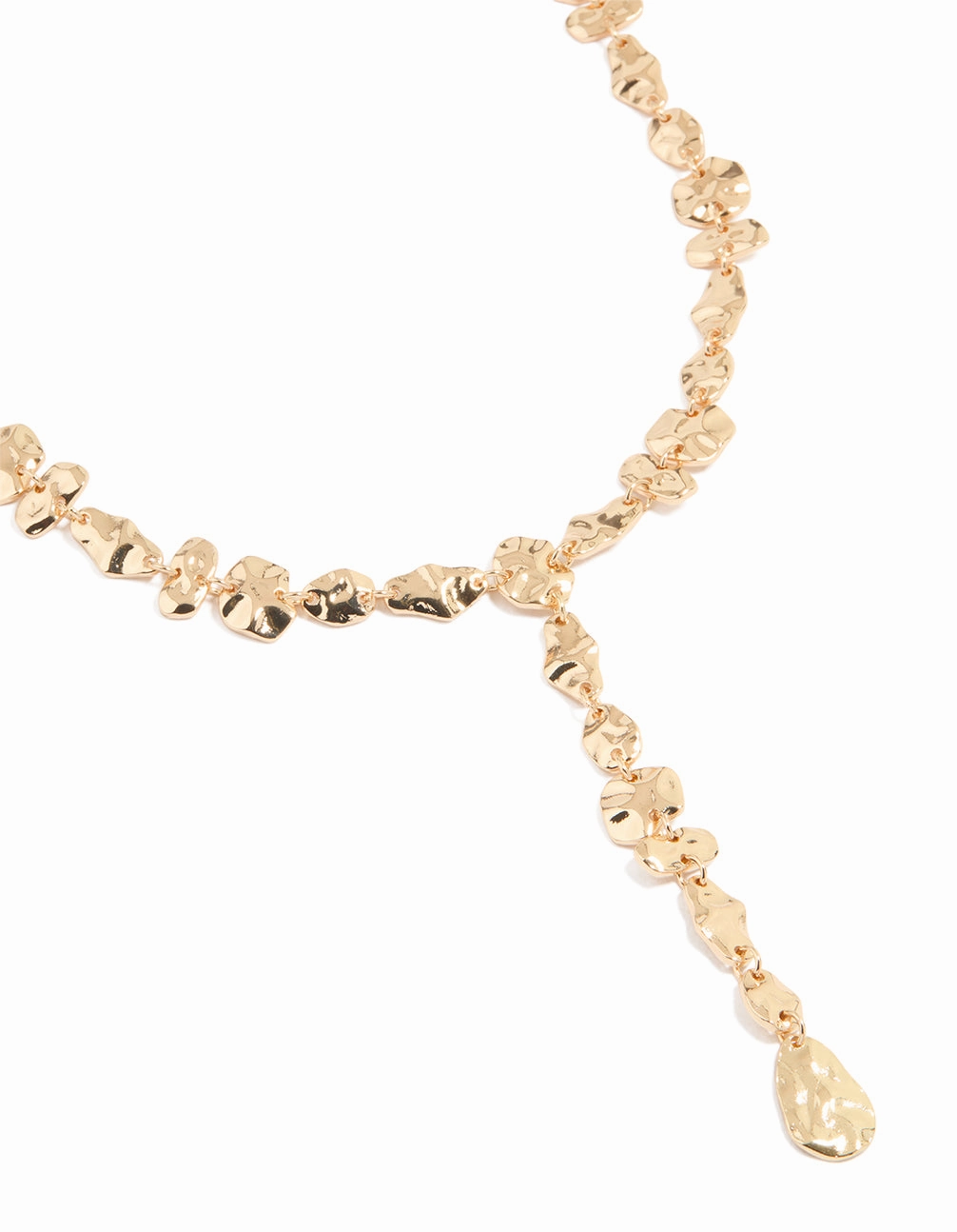 Gold Flat Organic Shape Lariat Necklace High-Quality Present