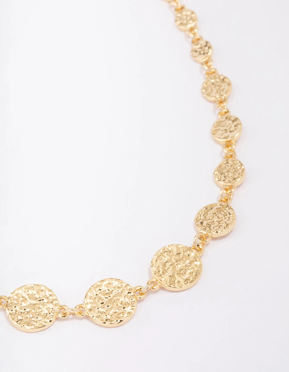 Fresh Gift trendy youth Gold Plated Hammered Disc Chain Necklace