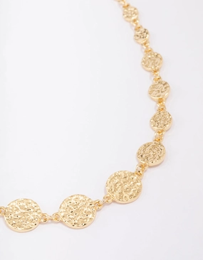 Fresh Gift trendy youth Gold Plated Hammered Disc Chain Necklace