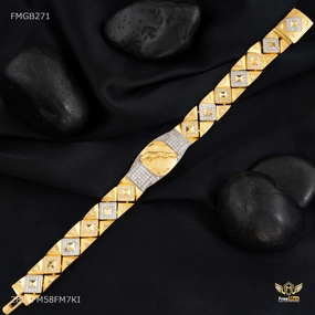 Dimond cut AD with Golden Jaguar Bracelet  for Men - FMGB271 Cheerful Amalgamations Balanced View