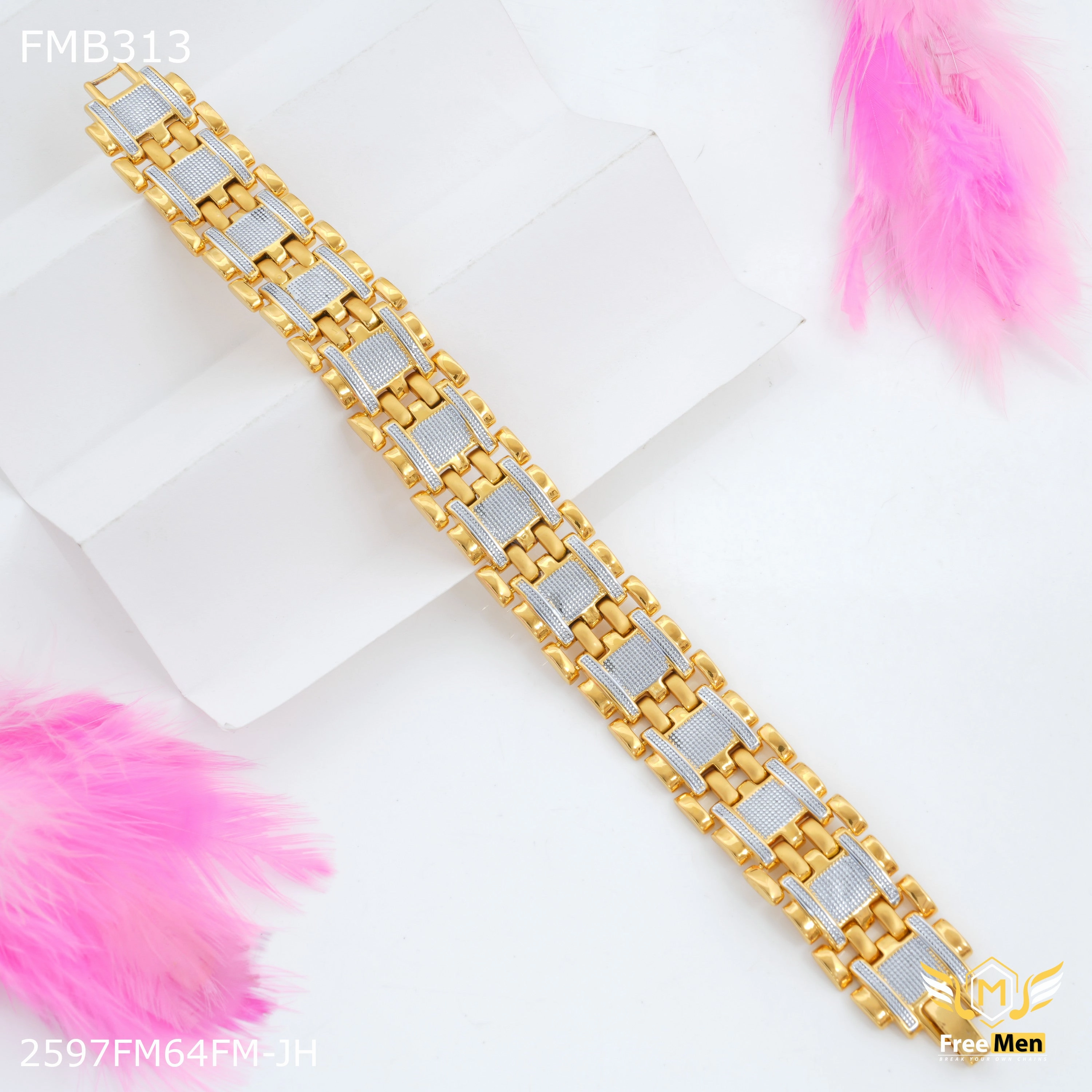 Freemen Two Line Rhodium Bracelet For Men - FMB313 rose gold