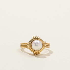 Luxe Look Romantic Set Pearl Textured Gold Ring | SZ 5 |