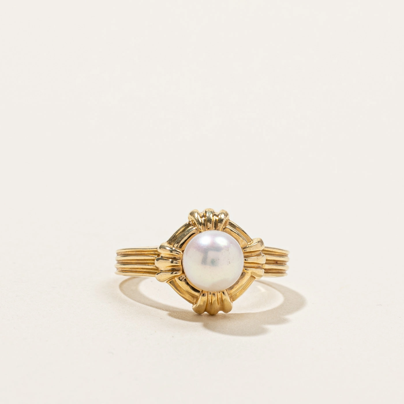 Luxe Look Romantic Set Pearl Textured Gold Ring | SZ 5 |