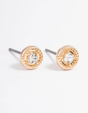 Simple Element Safe Ornament Gold Simple Stone Stud Earrings