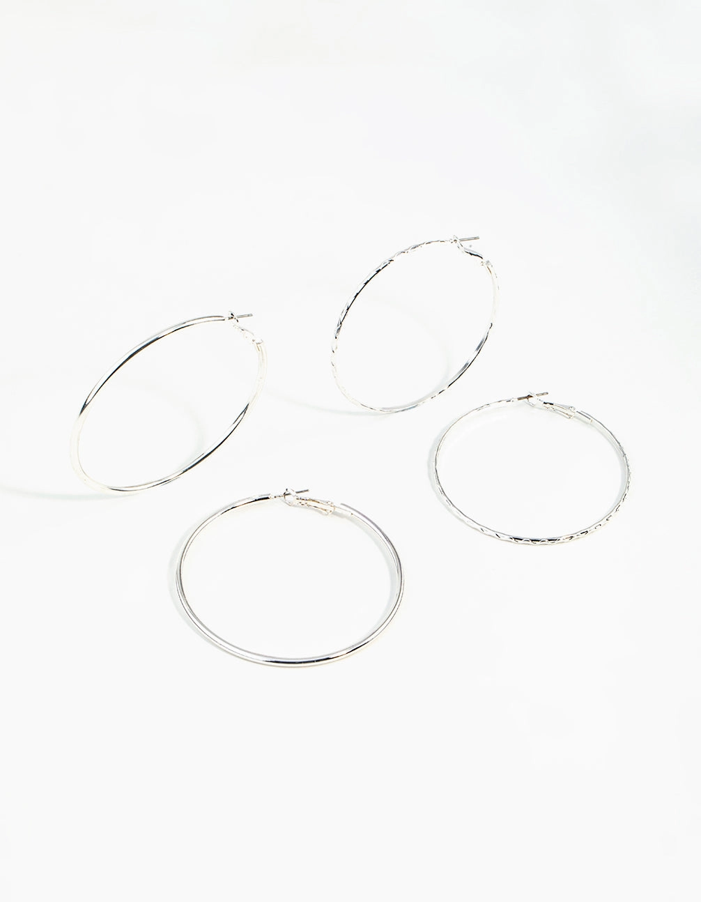 Ornate Design Silver 60MM Hoop Earring Pack