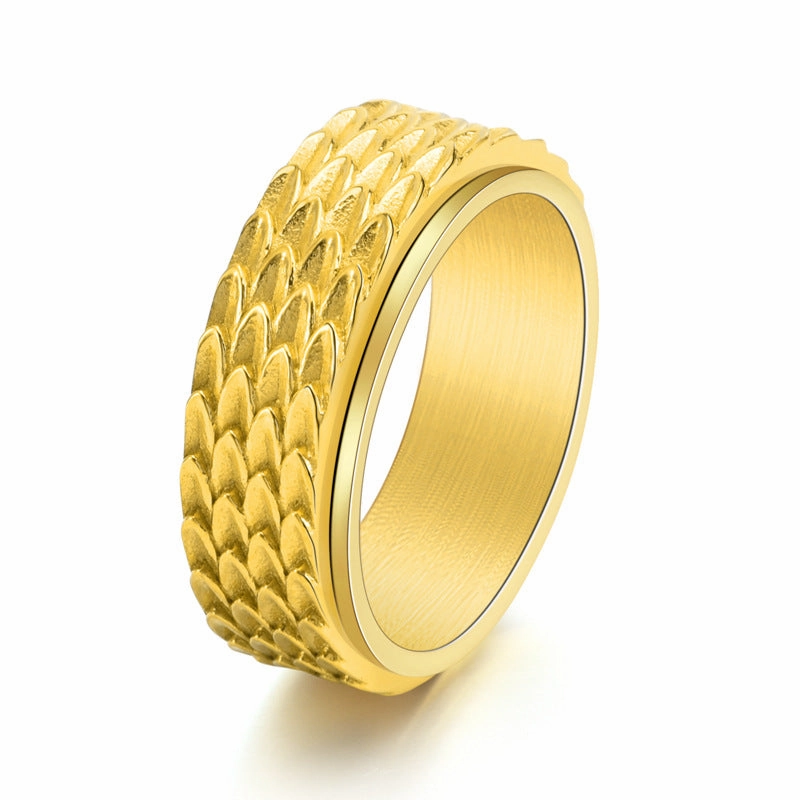 Memorial Gift Artistic Ornament Louily Tungsten Carbide Dragon Scale Rotatable Men's Wide Wedding Band